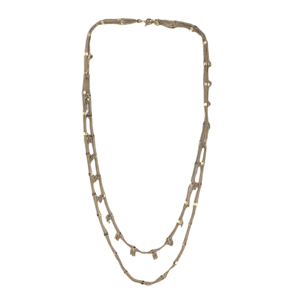 Madewell Necklace Gold Tone Long Layered Chains with Fringe